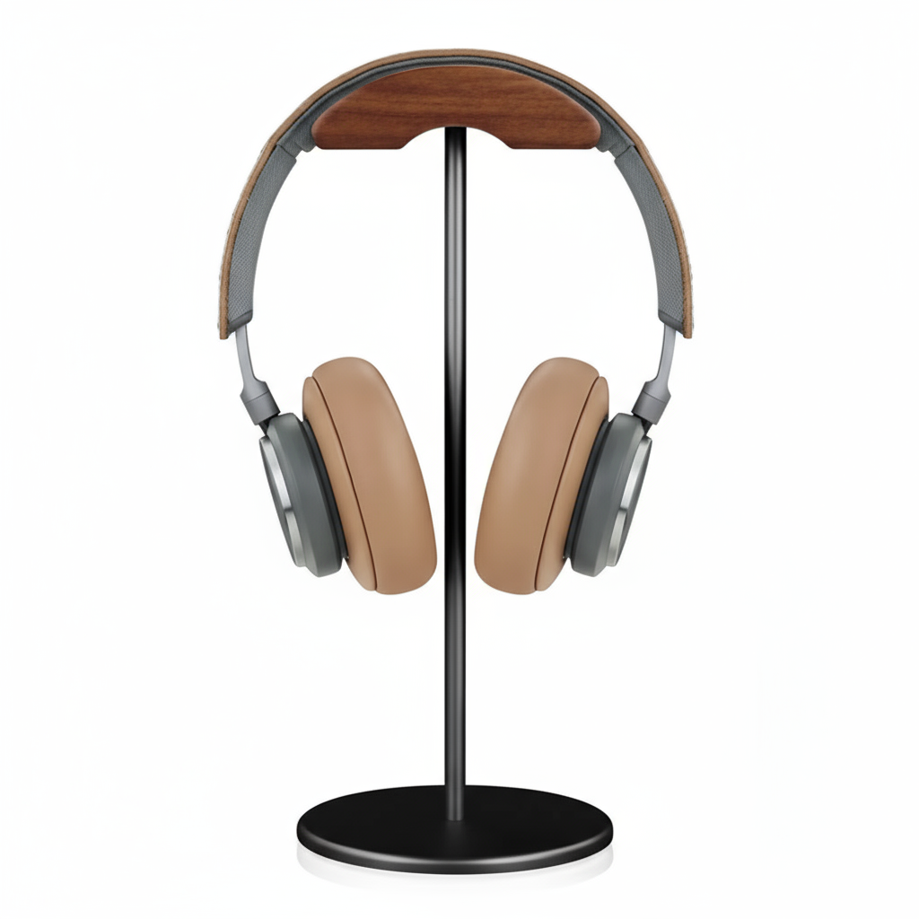 Porte-casque audio bois et aluminium support gaming inclus pack bureau professionnel