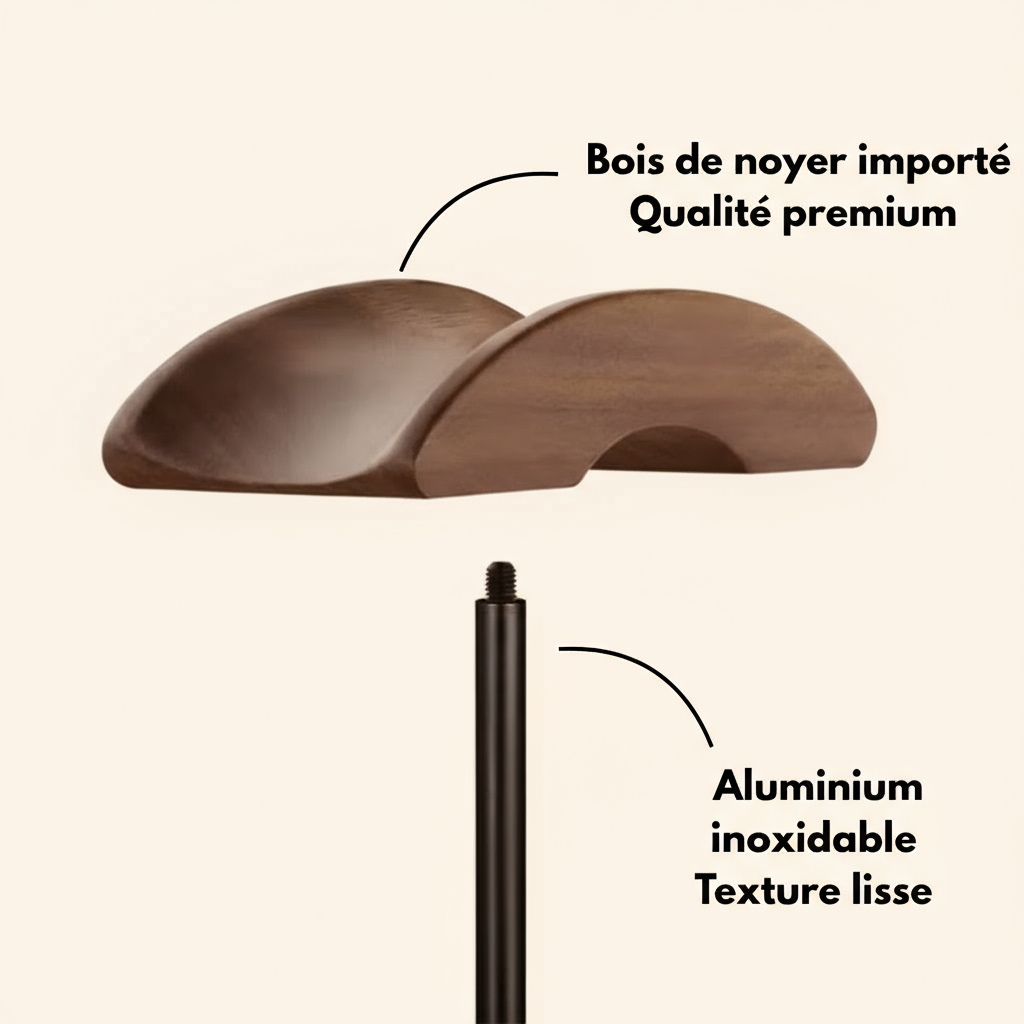 Détail bois de noyer premium importé, finition naturelle haut de gamme