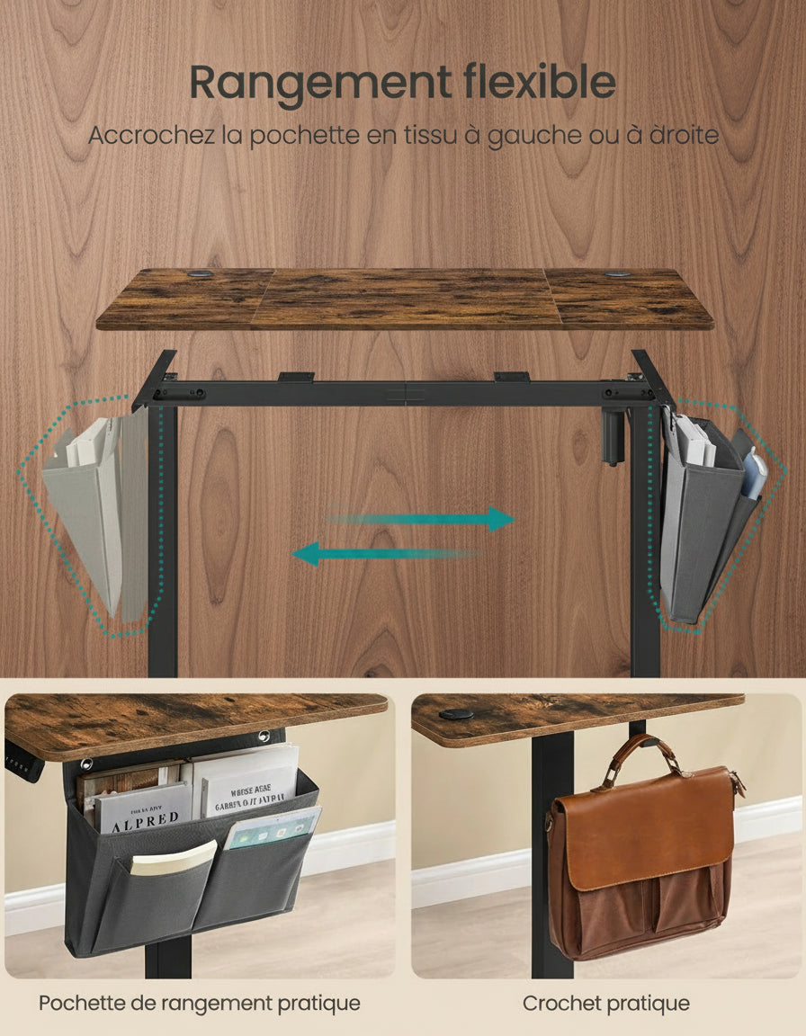 Bureau réglable hauteur 72-120cm moteur silencieux pour petits espaces ergonomiques