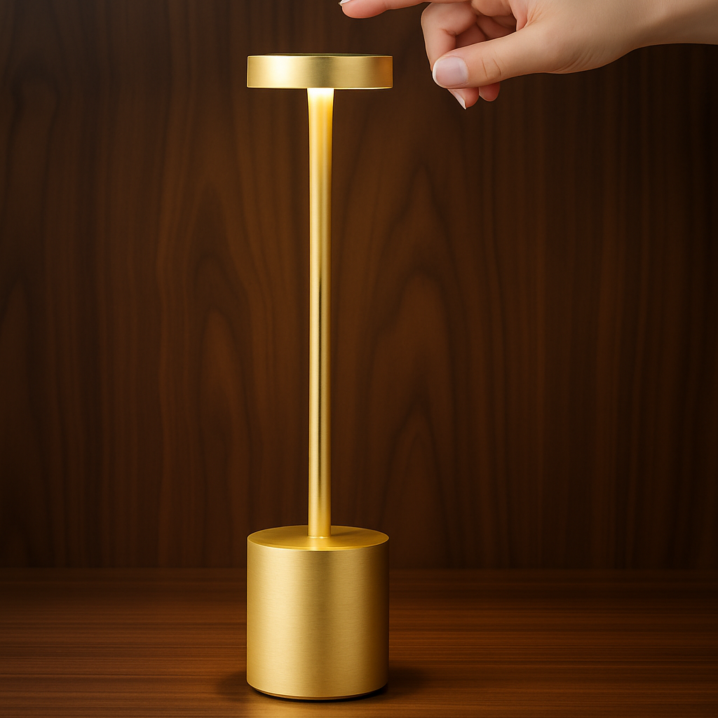 Lampe de bureau minimaliste rechargeable USB sur table de travail moderne