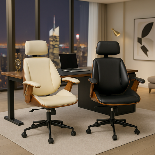 Chaise de bureau en bois massif style moderne dans environnement professionnel élégant