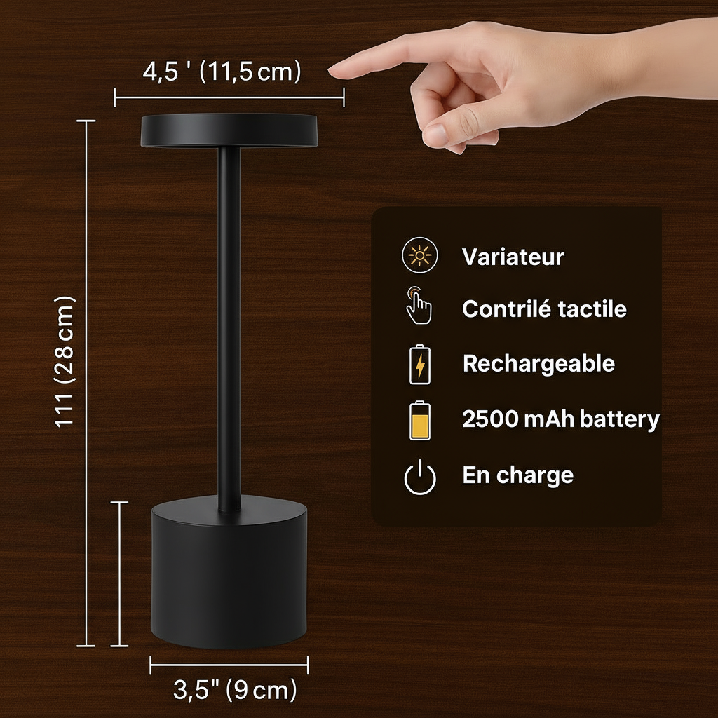 Lampe de bureau design avec panneau de contrôle tactile et réglage d'intensité