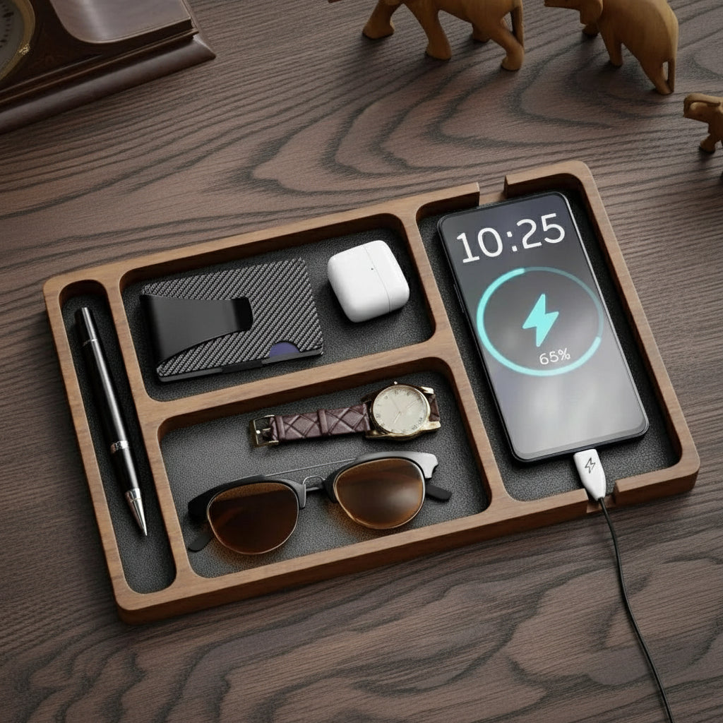 Rangement bureau bois design minimaliste avec compartiments intelligents accessoires