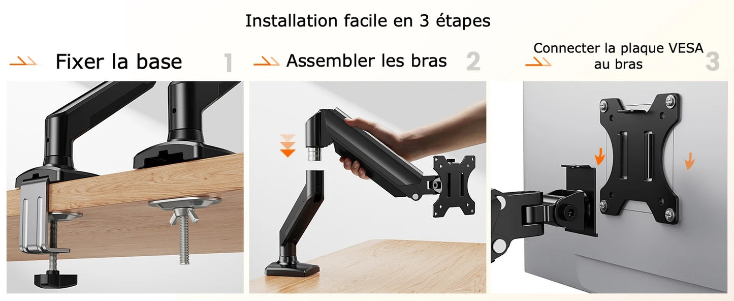 Fixation support moniteur compatible écrans 13-32 pouces avec système sécurisé