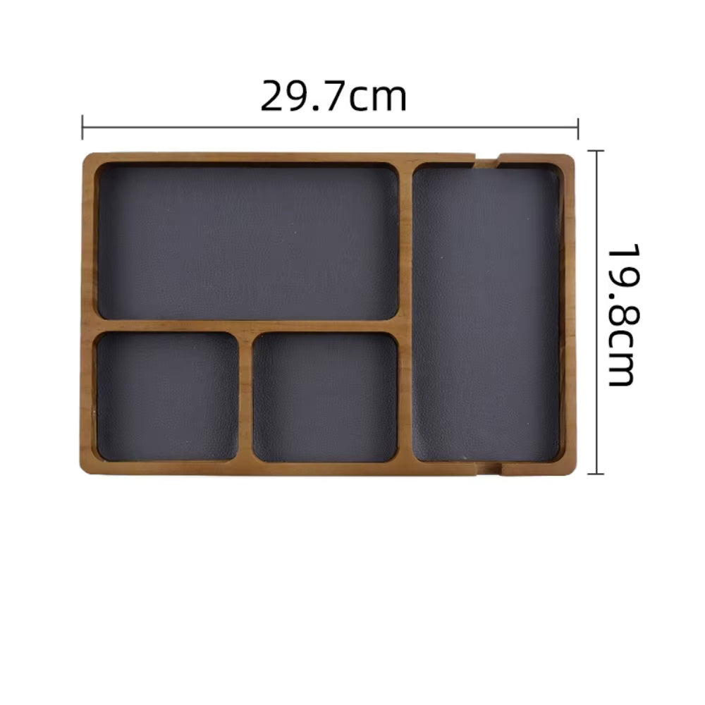 Organisateur de bureau en bois avec multiples compartiments rangement stylos accessoires