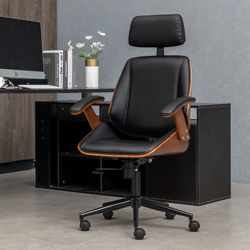 Fauteuil de bureau pivotant en bois avec mécanisme de réglage hauteur professionnel