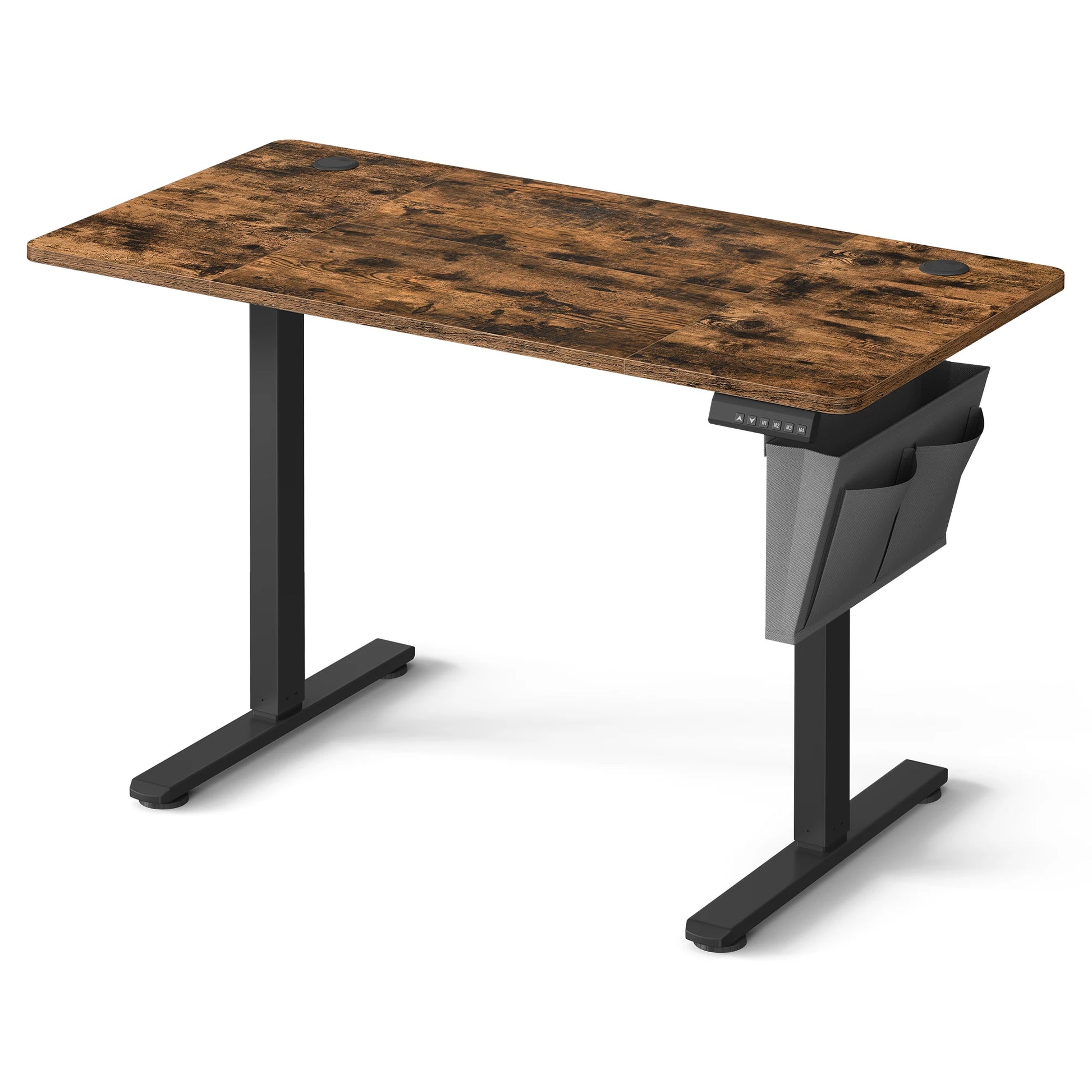 Bureau électrique réglable 120x60cm compact finition bois clair design minimaliste