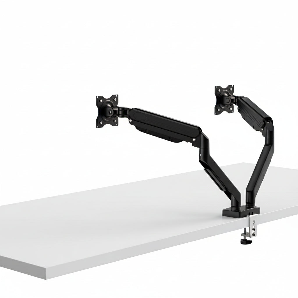 Support double écran avec bras articulés indépendants pour moniteurs 13-32 pouces