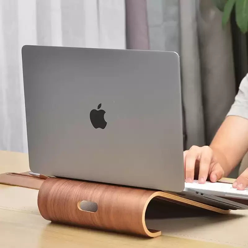 Support laptop bois avec inclinaison ergonomique et circulation air pour refroidissement