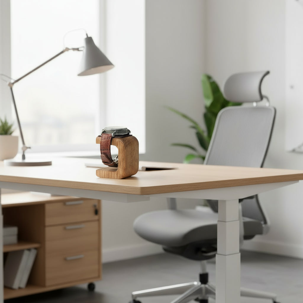 Porte-montre en bois massif style vitrine, rangement élégant pour bureau ou chambre