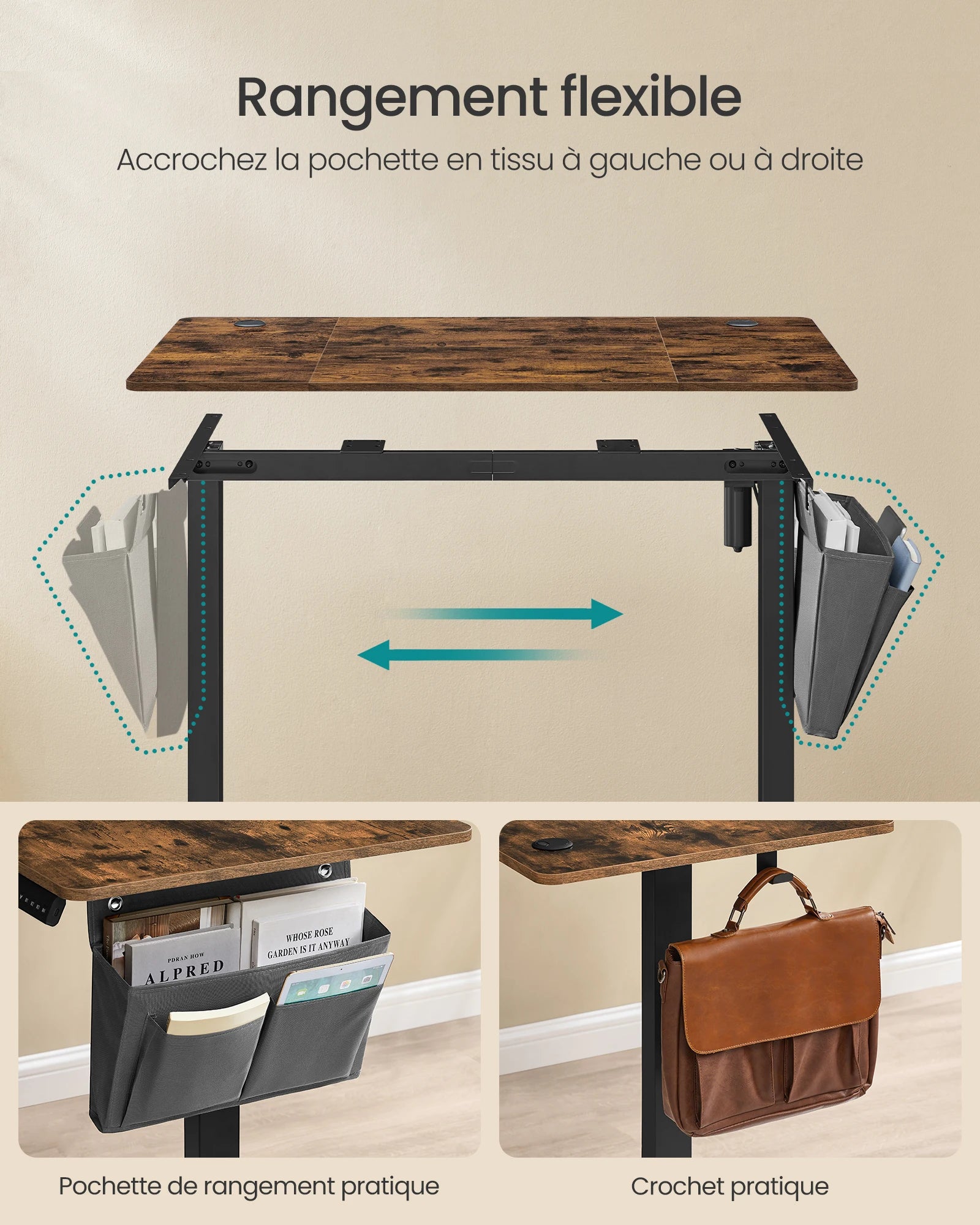 Bureau réglable hauteur 72-120cm moteur silencieux pour petits espaces ergonomiques