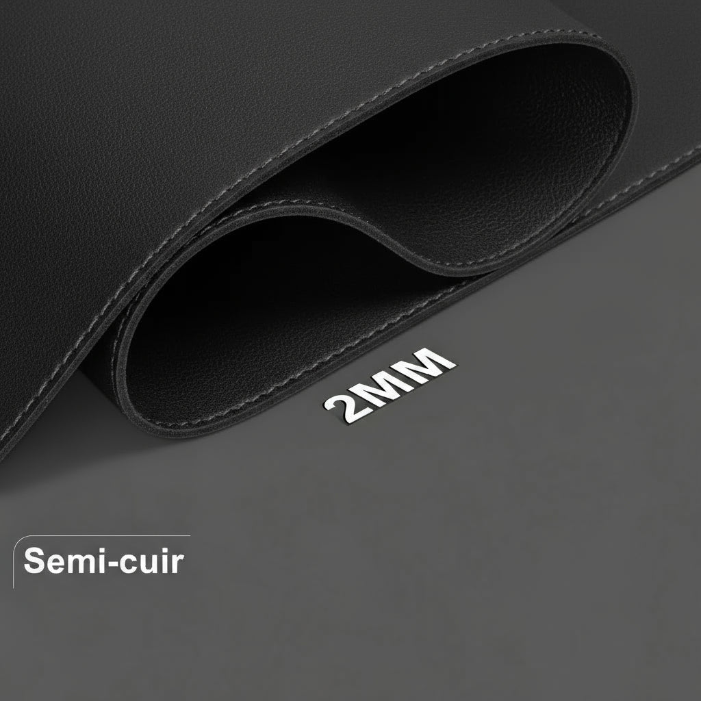 Tapis bureau cuir PU avec coutures renforcées, protection totale contre rayures et taches