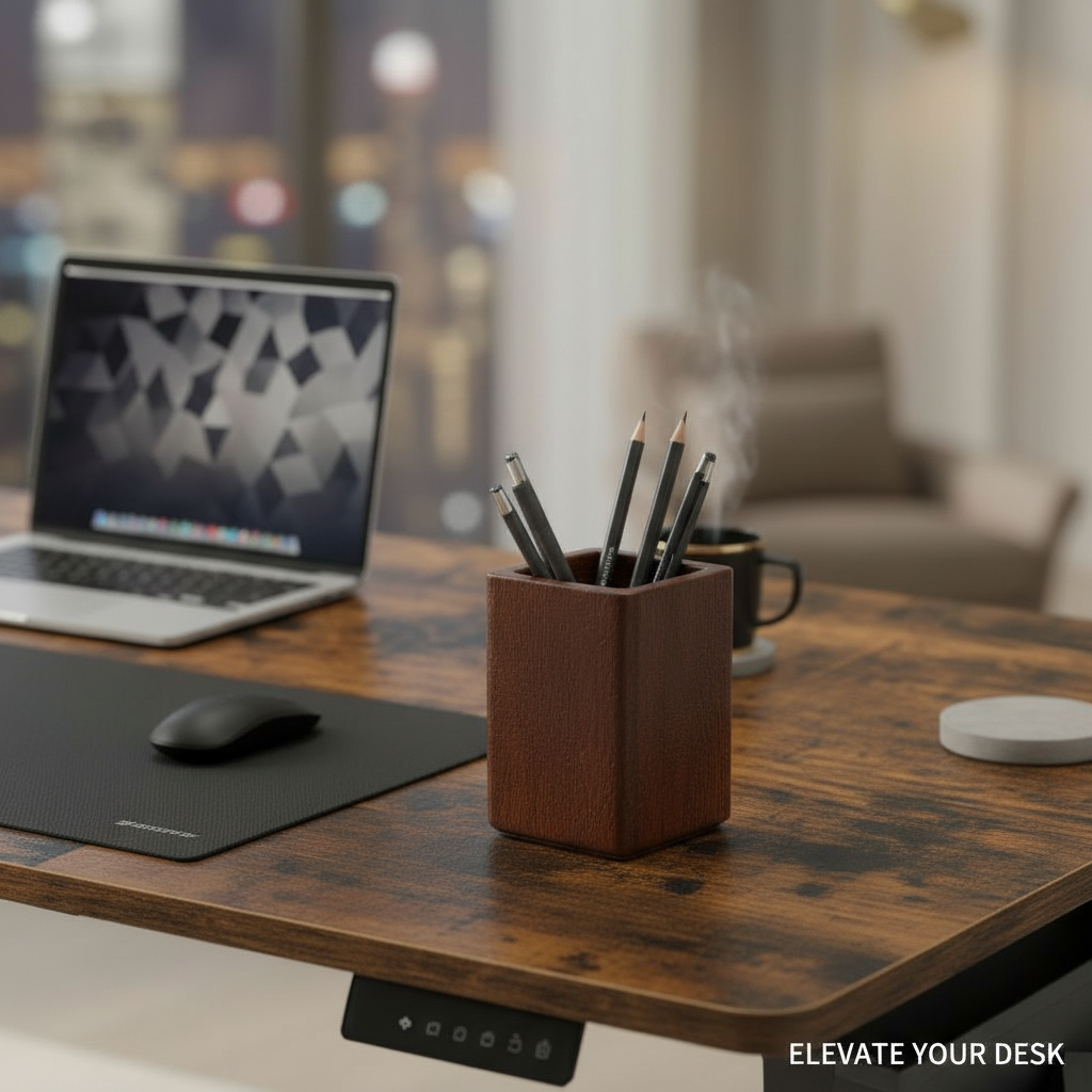 Rangement bureau en bois naturel carré, finition premium et stabilité optimale