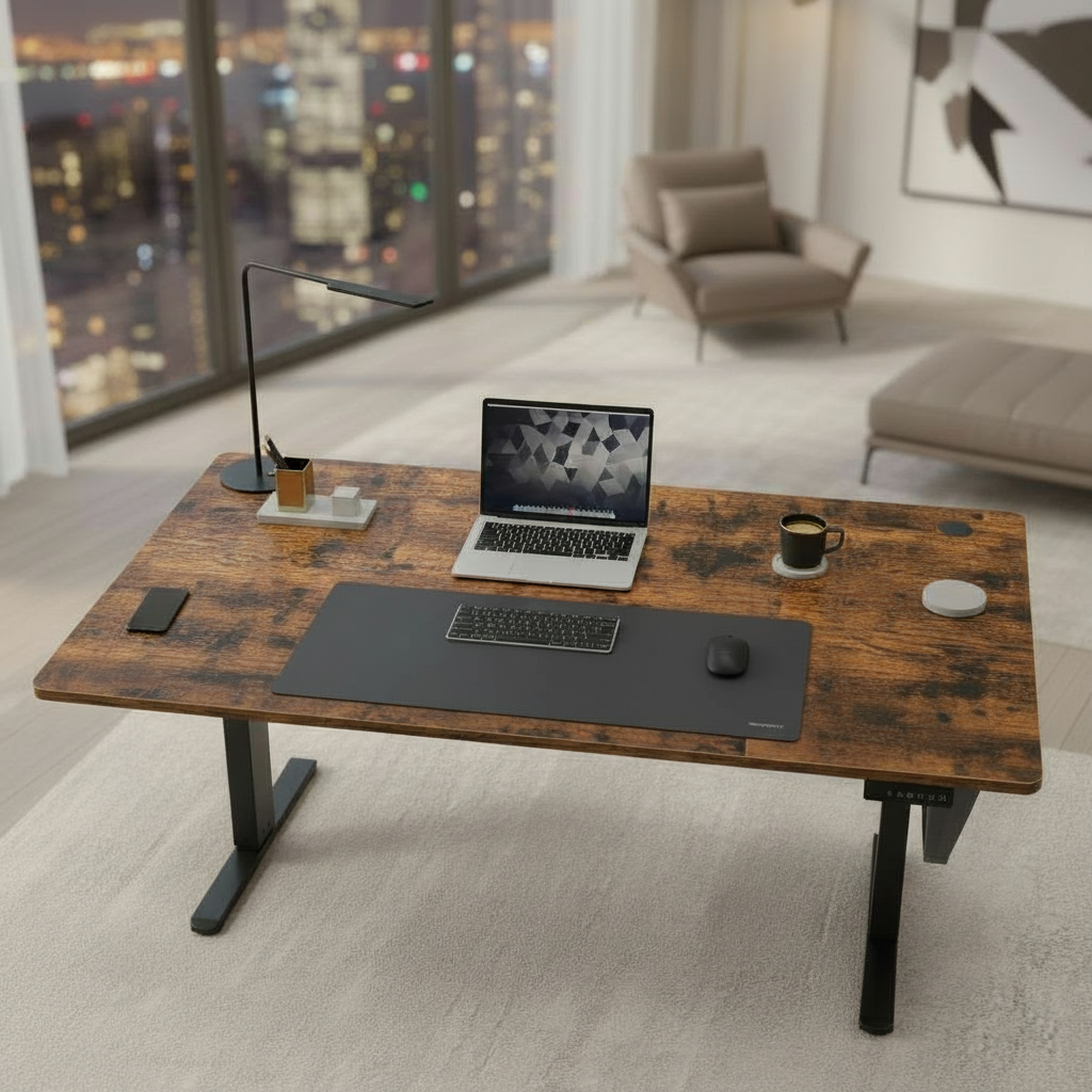 Tapis de bureau cuir gris minimaliste, surface XXL pour clavier souris et documents
